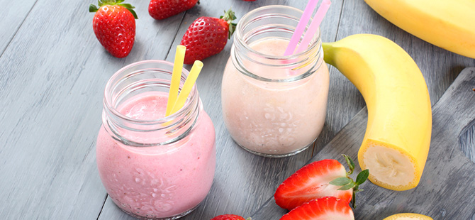 Milkshake de fresa y plátano